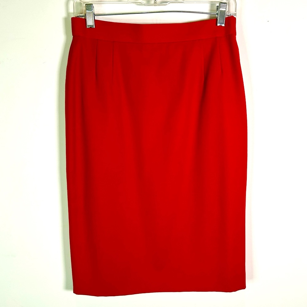 ❤️ Vintage Escada Red Wool Pencil Skirt Women’s Size 6